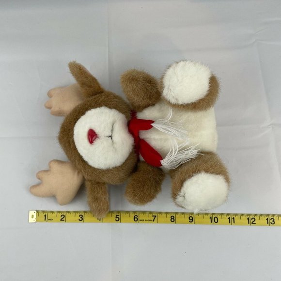 Vtg Alegria Tan Red Nosed Reindeer 10" Plush Stuffed Animal Red Christmas Scarf - Picture 6 of 6